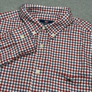 Vineyard Vines Button Shirt Mens Large Red White Blue Gingham Classic Fit